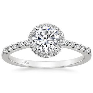 Solitaire Ring Eamti 1 25ct 925 Стерлинговые кольца круглой Halo Cz помолвка для женщин кубические циркониевые обручальные козы