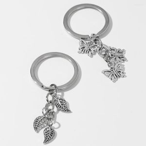 Keychains Artilady 2pc Casal Keychain Metal Leaf Butterfly Note