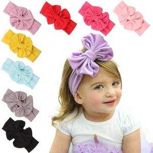 9 Colors Kids Cotton Bowknot Headband Cute Soild Color Soft Elastic Baby Hair Accessories Children Headdress