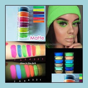 Ombretto fluorescente pigmento al neon ombretto tavolozza trucco per unghie bagliore nel buio 6 colori ombretto glitterato cosmetici 6 set goccia Deli Dhrre