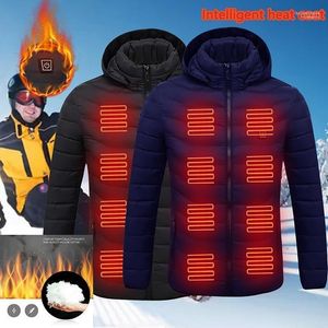 Męskie męskie parkas elektryczne kurtki kamizelki bawełniany płaszcz zewnętrzny USB ogrzewanie kaptury zima cieplej termiczny na zewnątrz 1