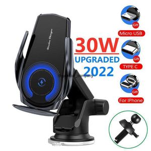 Fast Charge 30w Wireless Car Charger Phone Holder for iphone 14 13 12 Pro Max Samsung For xiaomi Magnetic Induction Qi Station