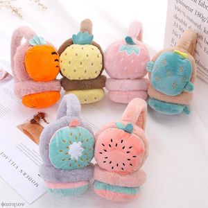 Berets Kids Winter Accessories Plush Earmuffs Cute Cartoon Fruits Cactus Carrots Pineapple Warm Earmuff Cold-proof Ear Muffs Children