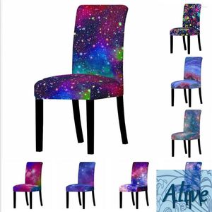 Chair Covers Colorful Starry Sky Dining Cover Anti-dirty Home Decor Spandex Elastic Stretch For Banquet