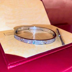 Luxury Diamond Bangle for Women Couple Stainless Steel Rose Gold 3 Rows Bracelets Fashion Jewelry In Hand Valentine Day Gift for Girlfriend Proposal Wedding