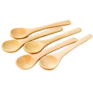 13cm Wooden Spoon Ecofriendly Tableware Seasoning Wood Spoons Bamboo Pudding Scoop Coffee Honey Teaspoon Mini Stirrer kj E3