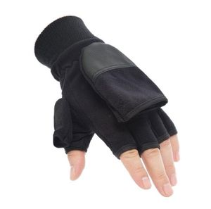 Ozero Unisex winter warm fleece Gloves outdoor sports Fingerless Convertible Skiing durable leather plam Gloves Mitten Windproof Cycling Plushed thermal Glove