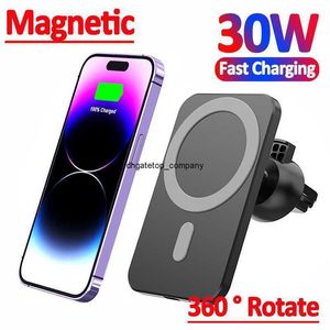 Fast Charge Magnetic Car Charger Qi 30w Phone Stand for iphone 14 13 12 Pro Max Wireless Charging Macsafe