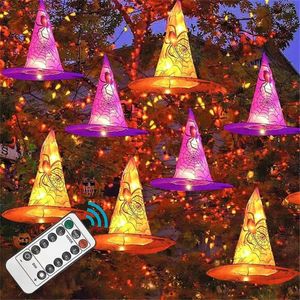 Strings Glowing Halloween Witch Hat Lights String 8pcs/Set Witches Hats Hanging Lamp For Xmas Year Home Party Indoor Outdoor Decor
