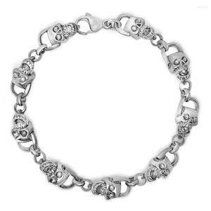 Link Bracelets Dongguan Jewelry Trendy Men's Fashion Titanium Steel Personality Diamond Skull Bracelet Wholesale CE088