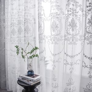Curtain White Luxury Embroidery Sheer Curtains For Living Room Bedroom Office Kitchen Tulle Window Treatment European Voile Drapes