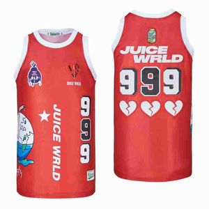 College-Basketball trägt Man Moive Basketball JUICE WRLD #999 LYRICAL LEMONADE Atmungsaktives Sporttrikot Schwarz Rot Weiß Grau Lila