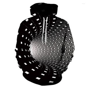Herrtr￶jor H￶st- och vinterstil 3D -tryckt hoodie -tidskontroll randiga m￤n/kvinnors mode toppl￥nga ￤rmar