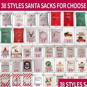 Decorazioni natalizie Dhs Christmas Santa Sacks Canvas Cotton Bags Large Organic Heavy Dstring Gift Personalizzato Festival Party Deco Dhjqg