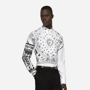 DSQ Phantom Turtle Martini Scarf Print Cotton Shirt Mens Designer Shirts Brand Clothing Men L￥ng￤rmad kl￤nning Skjorta Hip Hop Style Topps 841767