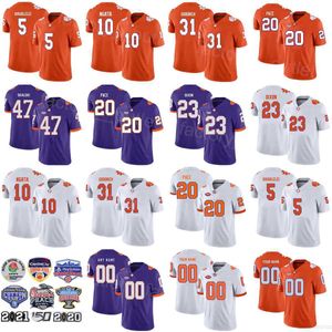 NCAA College Football Clemson Tigers 5 DJ Uiagalelei Jersey University 23 Lyn-J Dixon 20 Pace 10 Joseph Ngata 47 James Skalski 31 Goodrich Purple White Orange Team