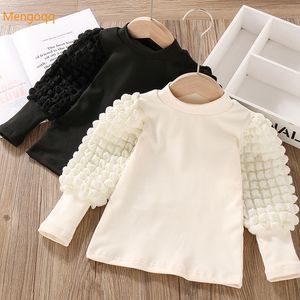 Clothing Sets Children Girls Autumn Full Puff Sleeve O-neck Solid Top Shirts Toddler Kids Baby Bottoming T-shirts 18M-6Y 221028