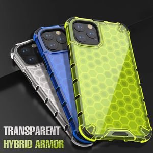 Custodie di lusso Custodia antiurto trasparente a nido d'ape per iPhone 14 13 12 11 Pro XS Max X XS XR 7 8 Plus Cover per armatura trasparente TPU ibrida