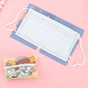 収納バッグ5pcs/lotかわいい漫画マスクキーパーポータブルマスクフォルダーコンテナケース印刷折りたたみ式マスカクリップボックス