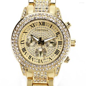 Avanadores de pulso Genebra clássico de luxo de luxo shinestone assistir Gold Women Womens Moda Diamante Relógio feminino Relógio feminino