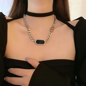 Pendant Necklaces 2022 Retro Kpop Chain Vintage Gold Silver Stainless Steel Necklace For Women Layered Cross Chocker Hip Hop Jewelry Sets
