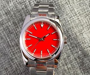 2022 Oyster Perpetual 36mm/39mmオートマチックメンズは赤/オレンジ/青/緑のダイヤルバトンルームハンドスティックインデックスを見る