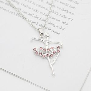 Pendant Necklaces 5pcs Mother Gift Character Girl Dancing Ballet Sports Necklace Simple Fresh Pink Zircon Clavicle Chain Jewelry