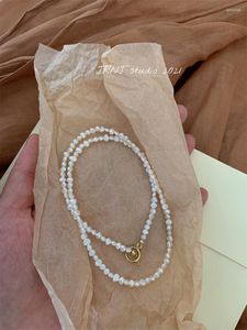 Choker Minar Harajuku Baroque Freshwater Pearl Necklace For Women Irregular Pearls Strand Chain Casual Pendientes