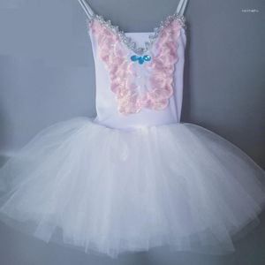 Scene Wear Children's Ballet Kjol Costumes Little Swan Dance Tutu Fluffy Soft Yarn Suspenders Girls Performance Clothing