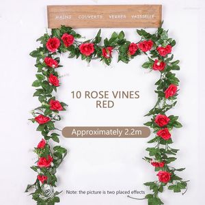 Декоративные цветы 220 см. Шелковая роза свадебные украшения плюща виноградная лоза искусственная арка декор с зелеными листьями висят настенные гирлянда дом