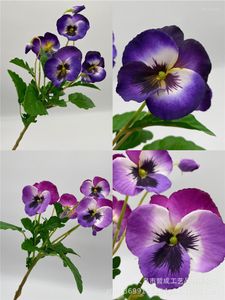 Decorative Flowers 40cm Artificial Pansy Silk Fake Butterfly Orchid Flower Branch Home Office Wedding Decoration