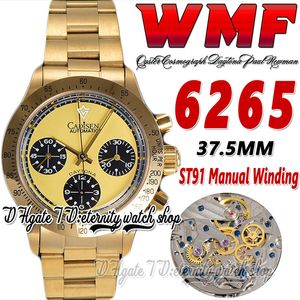 Paul Newman ST91 Manual Winding Chronograph Mens Watch WMF WM6265 1967 Rare Vintage 18k Yellow Gold Black Black Dial Oystersteel Armband Super Eternity Watches
