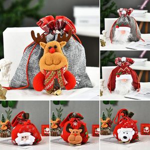 Presentförpackning tredimensionell docka jul godis väska söt santa säck borstad trasa äppelpockficka
