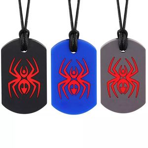 Sensory Chew Necklace Spider Teething Pendant Baby Teethers for Kids Boys Girls Chewy Fidget Stim Toy Jewelry