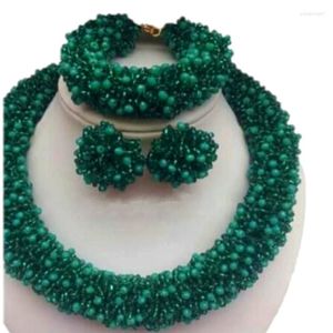 Collana Orecchini Set Gioielli Dubai di alta qualità Braccialetto girocollo africano audace verde Perline ebree di colore personalizzato