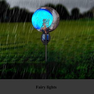Luzes noturnas Moon Fairy Solar Led Iron LED ao ar livre IP65 à prova d'água Pathway Angel Lamp for Garden Park
