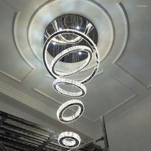 Chandelier Crystal Chandeliers Ceiling Luxury K9 Ring Lighting 4M Art El Lobby Lamp Large