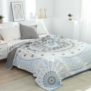 Blankets Cotton Printed Bohemian Blanket Bedspread For Bed Blue Muslin Large Soft Summer Throw Mantas De Cama Decorativa