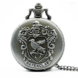 Pocket Watches Bronze Bird Quartz Titta på analog Pendant Necklace Mens Womens Chain Gift