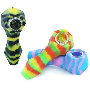Colorful Silicone Diamonds Style Pipes Dry Herb Tobacco Glass Filter Bowl Portable Handpipes Innovative Design Smoking Cigarette Holder Diamond Tube DHL