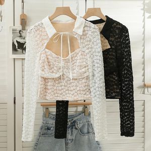 Women's Blouses Korean Fashion Butterfly Lace-up Woman Blouse Floral Embroidery Turn Down Collar Blusas Japan Style Long Sleeve Top Drop