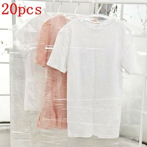 Clothing Storage 20pcs Clothes Suit Garment Dustproof Cover Transparent Plastic Hanging Pocket Bag
