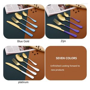 Conjuntos de utensílios de jantar 24pcs Conjunto de ouro 304 Aço inoxidável Tableware Faca Faca Caixa de presente Caixa de talheres de caixa