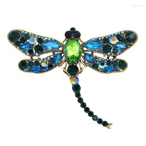 Pendant Necklaces 1PC Large Gorgeous Mixed-color Crystal Dragonfly Insect Collar Pins Brooch Fashion Dress Coat Accessories Cute Jewelry