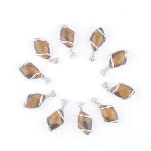 Natural Tigers Eye Stone Pendants Beads Horse Eye Shape Women Men Jewelry Fashion Assorted N3247