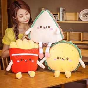 Cartoon Peluche Hamburger Giocattolo Cuscini Simulazione Patatine Fritte Sandwich Cuscino Farcito Cuscino Giocattolo Per Bambini Regalo Di Compleanno