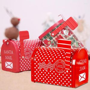 Presentförpackning Julförsörjning Candy Box Craft Iron Storage Organizer Tin Mailbox Xmas Tree Ornaments