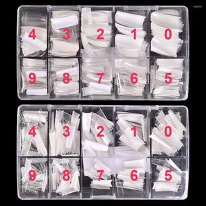 FALSE NAILS KADS 1000PCS French Coffin Fake Nail Tips Set för akryl Half Cover Manicure Kit Clear White Natural Colors