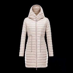 Women's Down & Parkas Designer Long Down Jackets French Brand Lace-Up Hooded Winter Jacket Embroidered Letter Armband Thin And Light 801