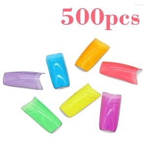 False Nails Kimcci 500pcs Dicas de unhas falsas francesas transparentes Candy Color Artificial Art Decoration for Manicure Salon